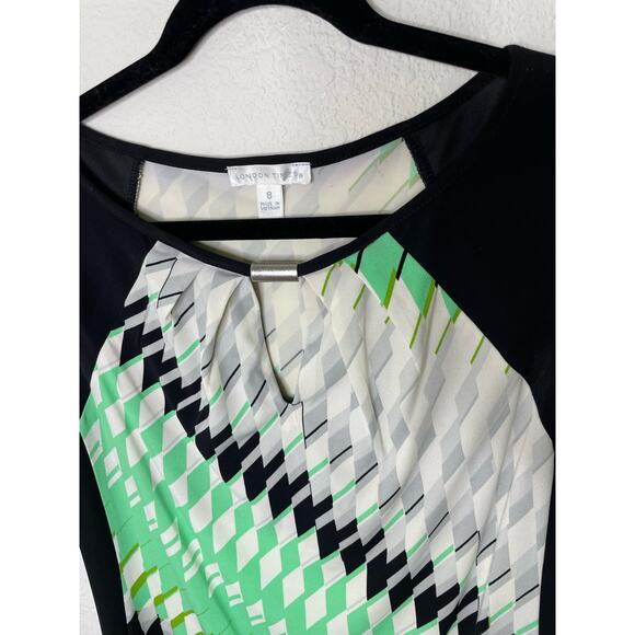 Nwot London Times Black and Green Sheath Dress High Next Knee Length size 8 - Picture 2 of 6